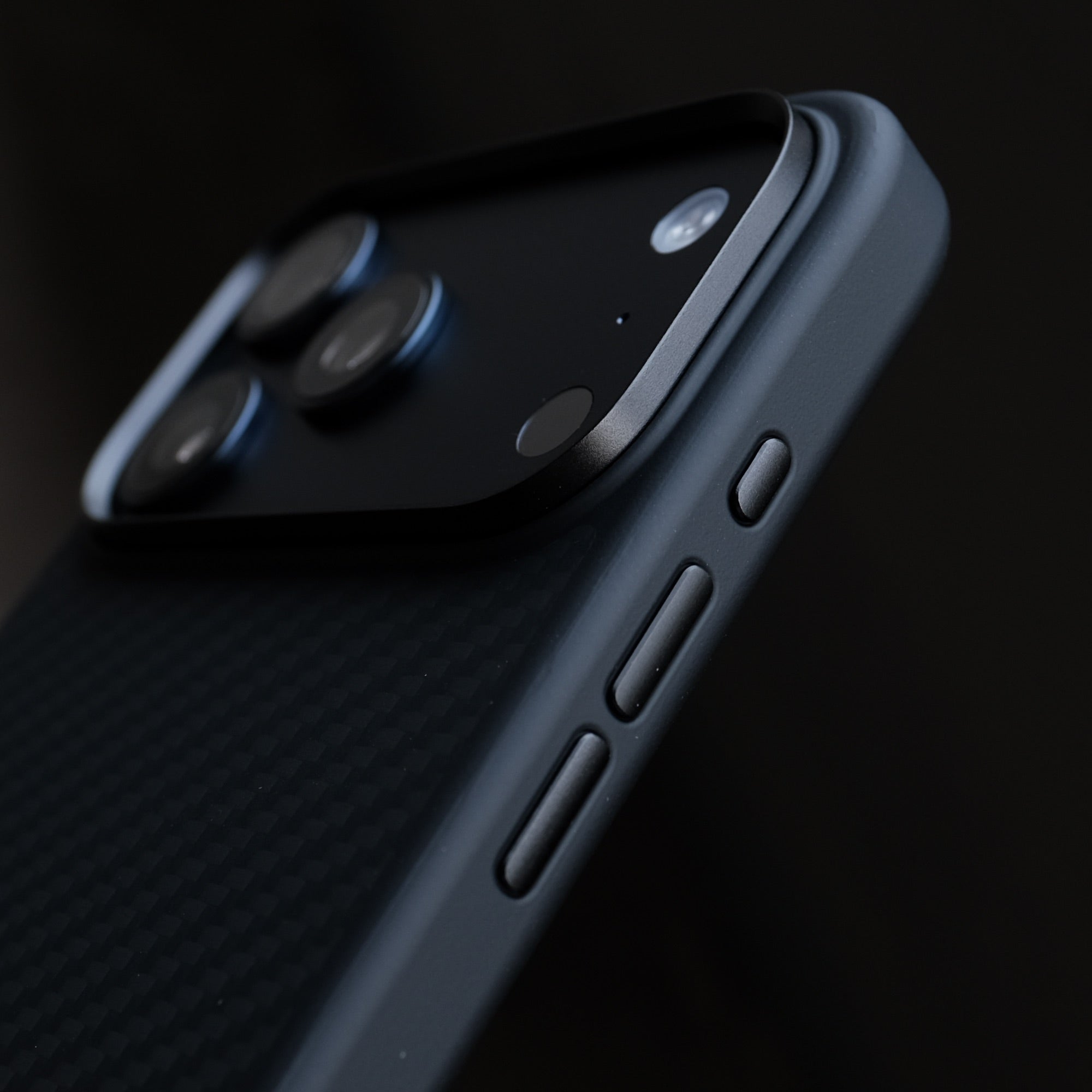 Bare Armour Case for iPhone 17 Series - Minimalist Slim Shock Proof MagSafe Kevlar Case for iPhone 17 Series - Metal Buttons - on Deep Blue