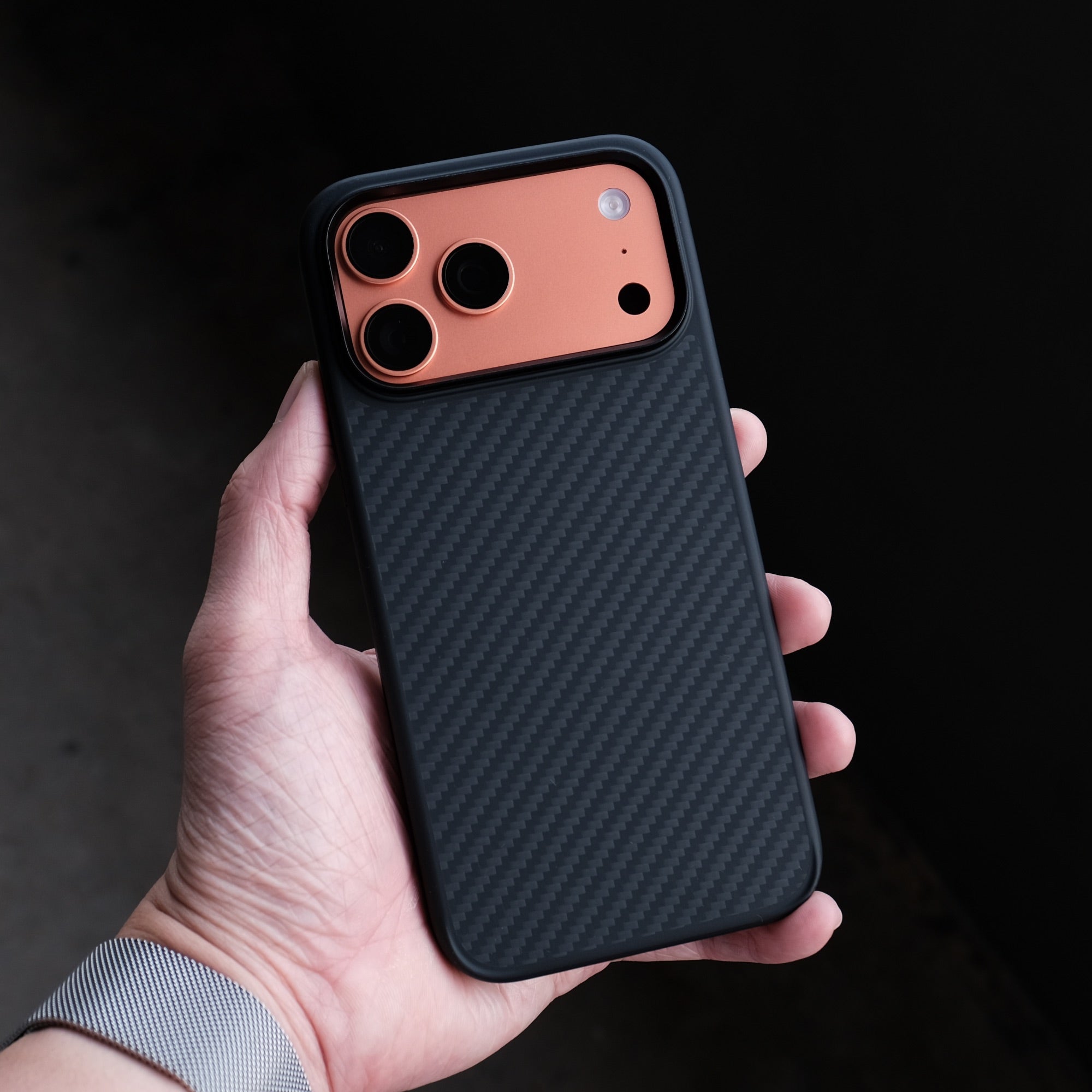 Bare Armour Case for iPhone 17 Pro - Slim Shock Proof MagSafe Kevlar Case for iPhone 17 Pro - on Cosmic Orange