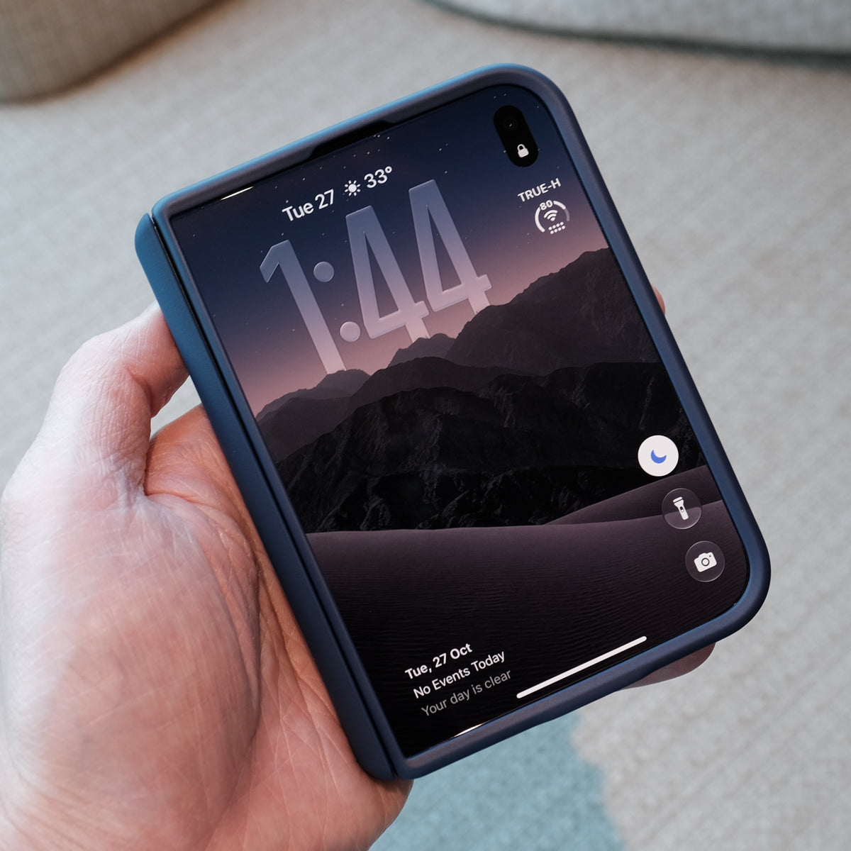 Bare Armour Case for iPhone Duo - Thinnest Shockproof MagSafe Case for iPhone Duo - Night Sky - in Hand - Front