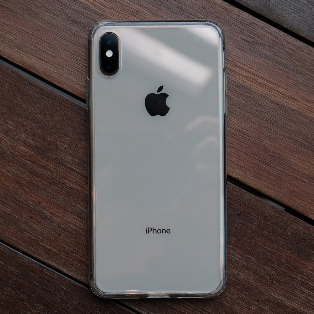 Bare Back Minimlist Shock Resistant Case with a Clear Glass Back for iPhone XS and XS Max