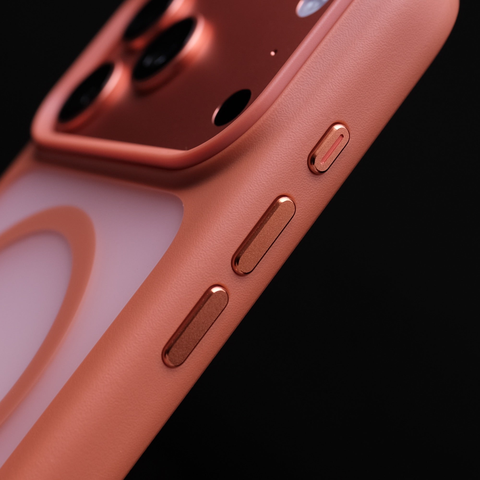 Bare Armour Case for iPhone 17 Pro and 17 Pro Max - Slim Shockproof MagSafe Case for iPhone 17 Pro and 17 Pro Max - Metal Buttons - Cosmic Orange