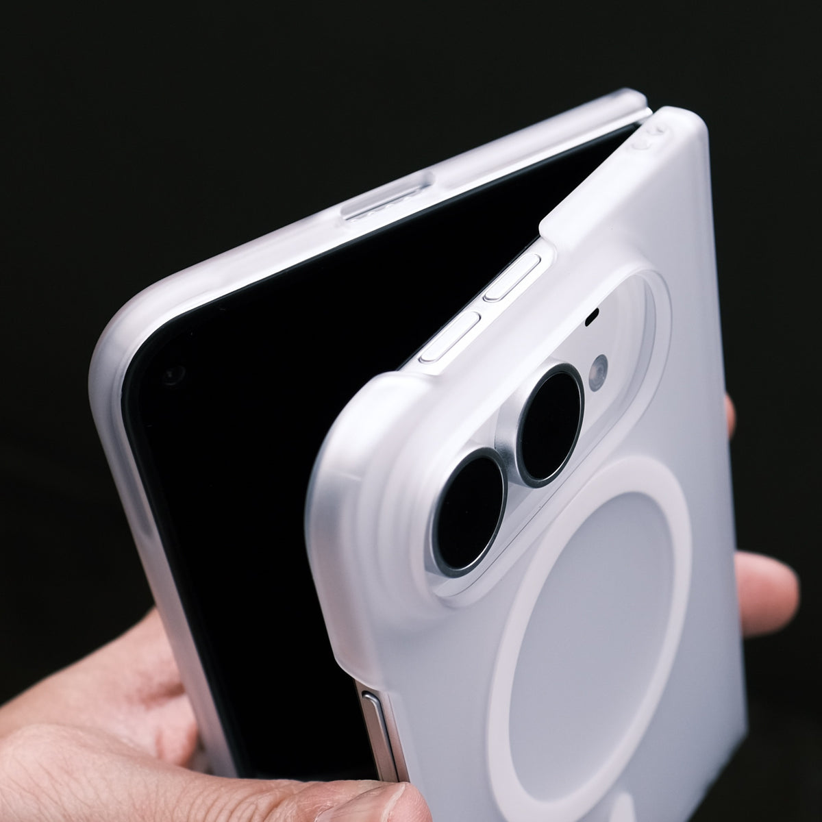 Bare Naked Case with MagSafe for iPhone Duo - Thinnest MagSafe Case for iPhone Duo - Frost - Ultra Thin Design - in Hand