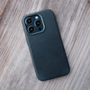 Bare Skin Case for iPhone 15 Pro - Full-Grain Leather Case with MagSafe for iPhone 15 Pro - Midnight Blue