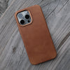 Bare Skin Case for iPhone 15 Pro Max - Full-Grain Leather Case with MagSafe for iPhone 15 Pro Max - Golden Tan