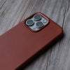 Bare Skin Case for iPhone 15 Pro Max - Full-Grain Leather Case with MagSafe for iPhone 15 Pro Max - Cinnamon - Metal Camera Surround