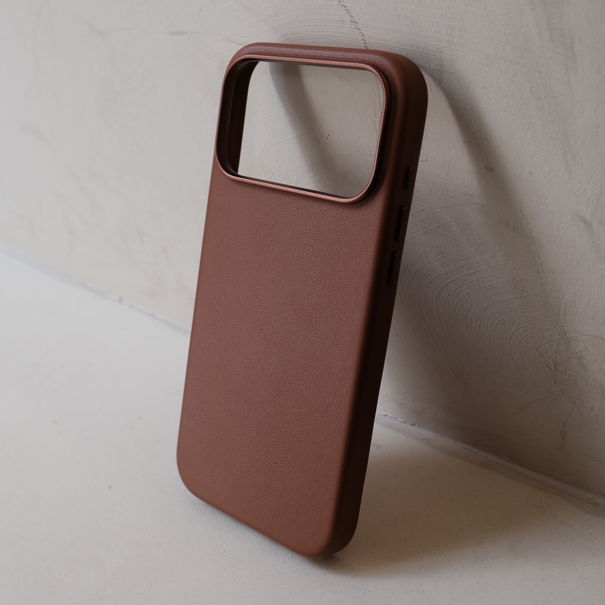 Bare Skin Case for iPhone 17 Pro Max - Leather Case with Camera Control for iPhone 17 Pro Max - Saddle Brown