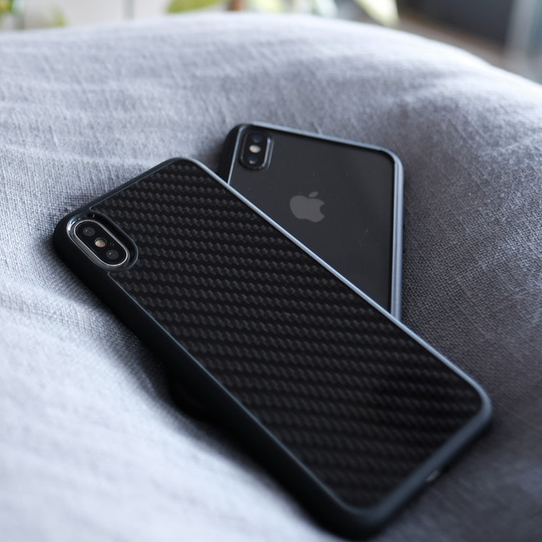 Bare Back Minimlist Case for iPhone X - Glass and Carbon