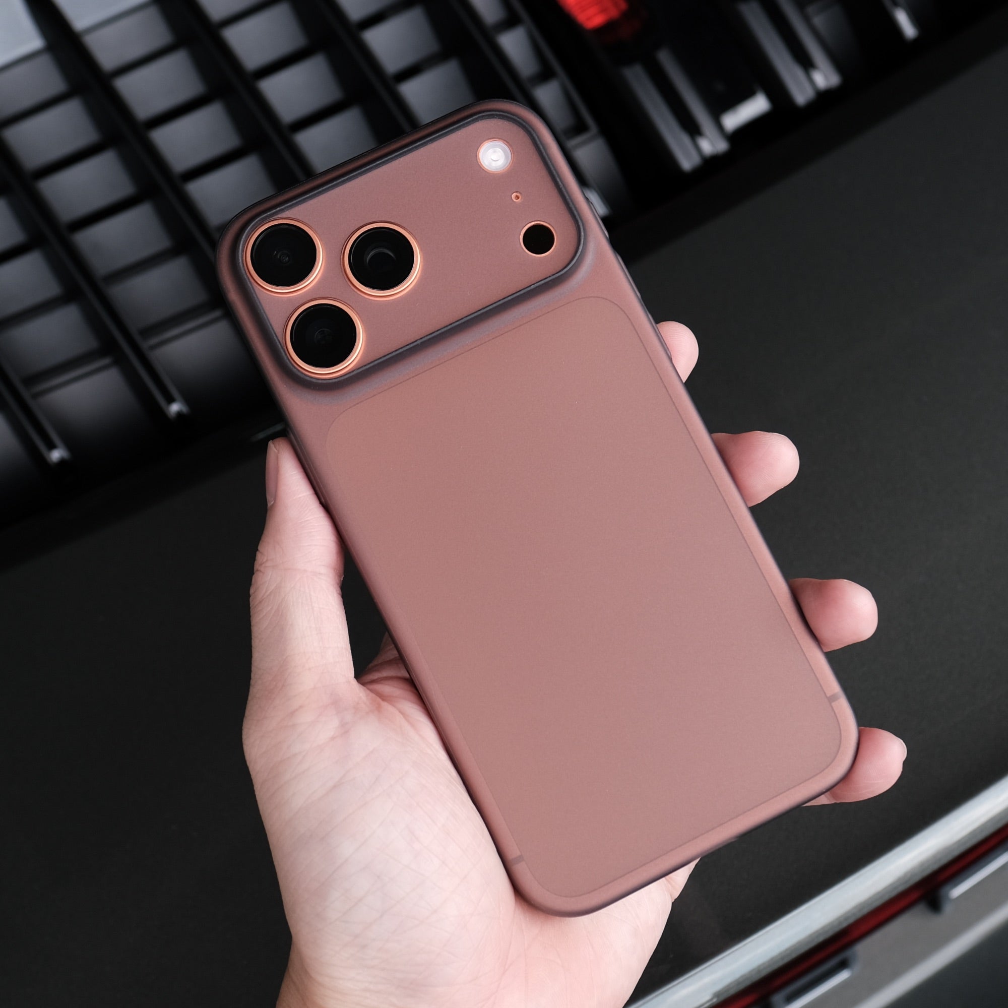 Bare Naked Case for iPhone 17 Pro & 17 Pro Max - Thinnest Case for iPhone 17 Pro & 17 Pro Max - Smoke on Cosmic Orange