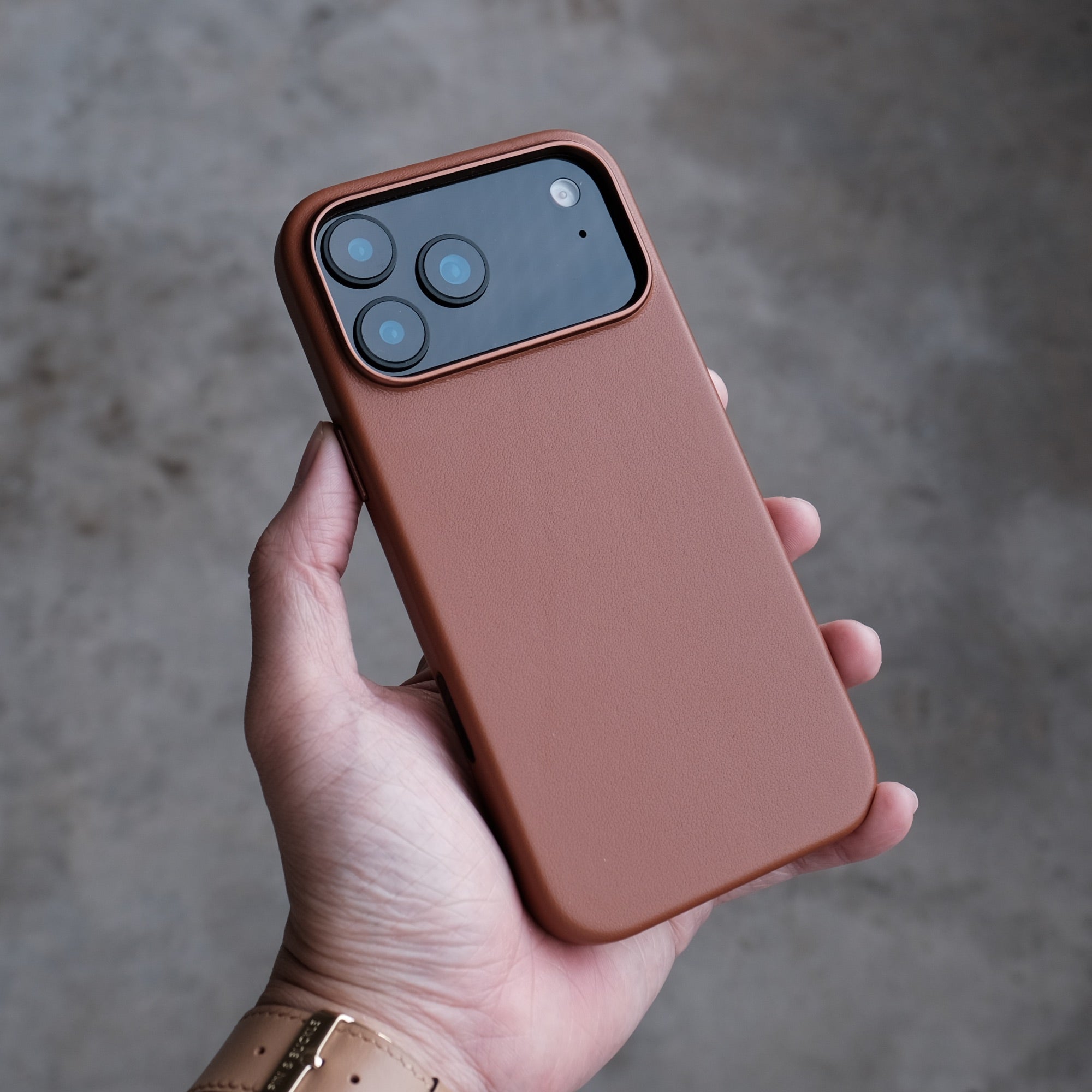 Bare Skin Case for iPhone 17 Pro - Leather Case with Camera Control for iPhone 17 Pro - Saddle Brown
