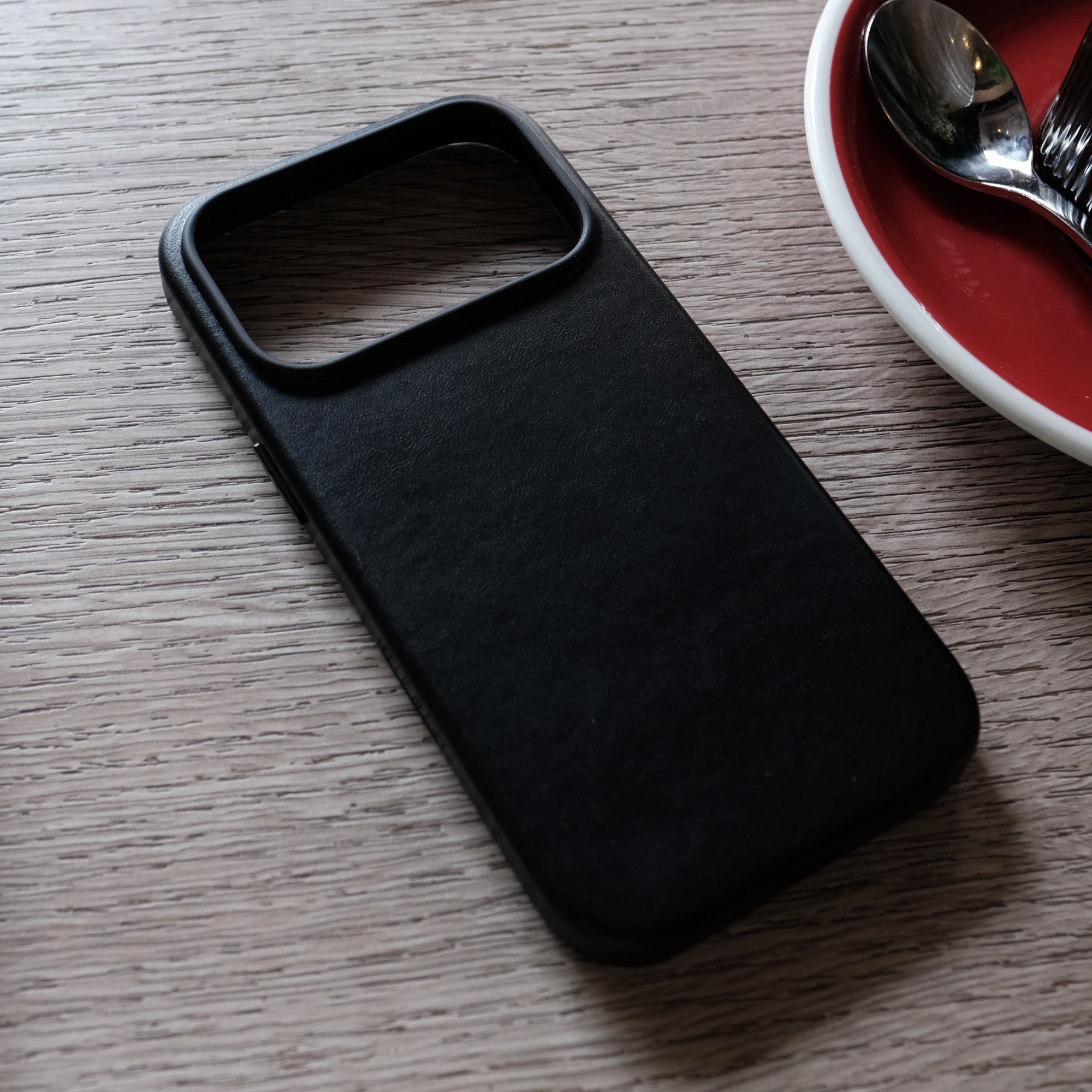 Bare Skin Case for iPhone 17 Pro Max - Leather Case with Camera Control for iPhone 17 Pro Max - Black