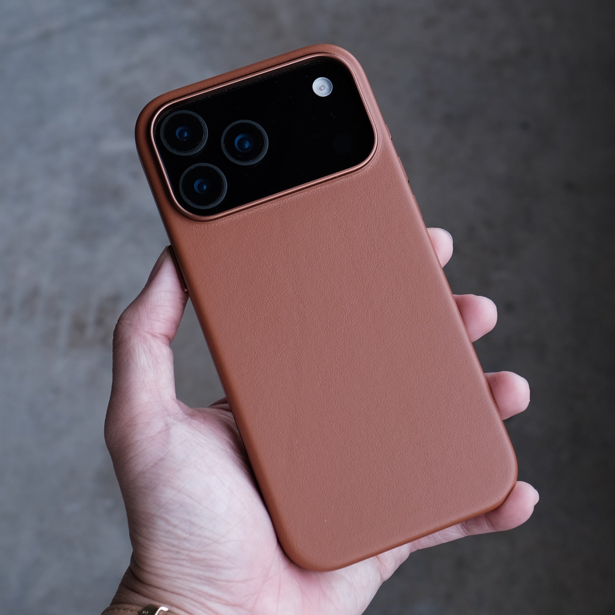 Bare Skin Case for iPhone 17 Pro Max - Leather Case with Camera Control for iPhone 17 Pro Max - Saddle Brown