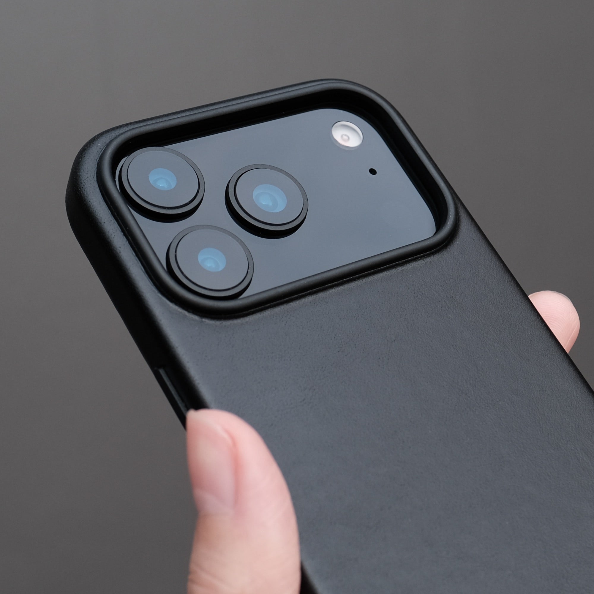 Bare Skin Case for iPhone 17 Pro and Pro Max - Leather Case with Camera Control for iPhone 17 Pro and Pro Max - Black - Camera Protection