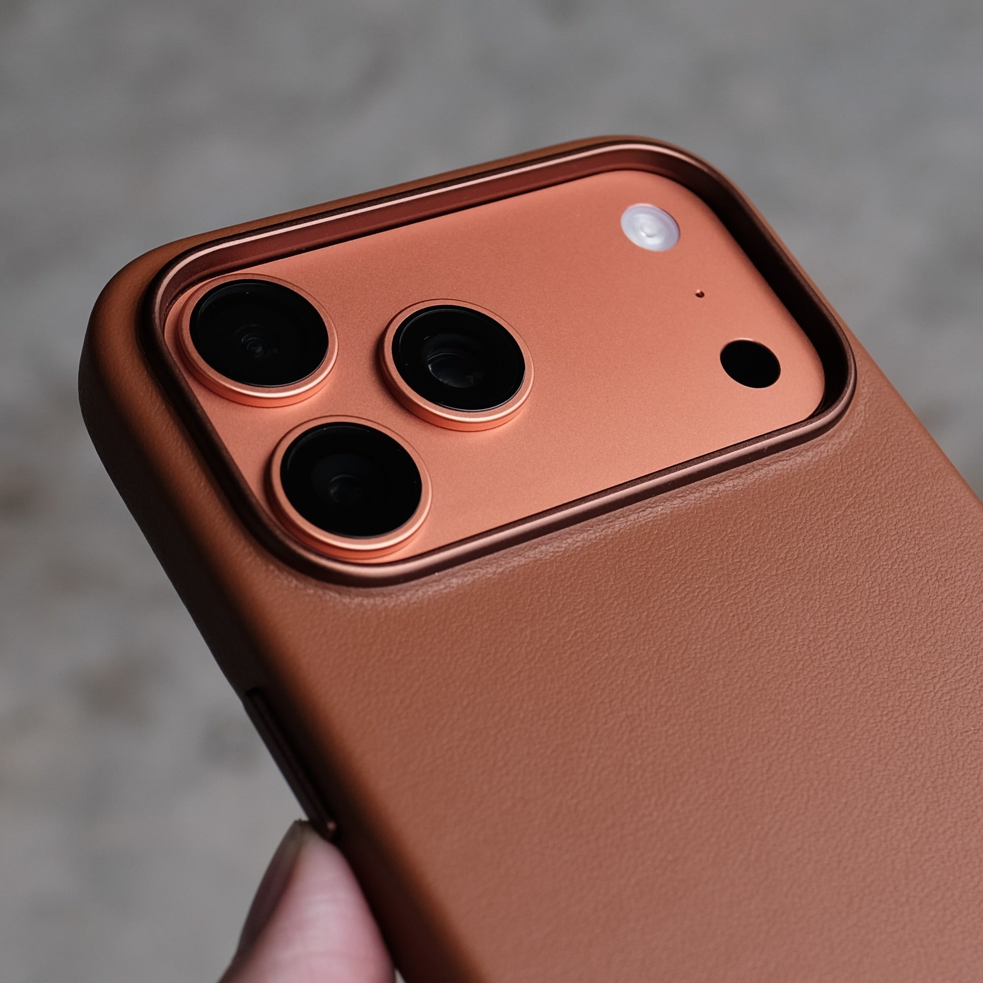 Bare Skin Case for iPhone 17 Pro and Pro Max - Leather Case with Camera Control for iPhone 17 Pro and Pro Max - Saddle Brown - Camera Protection