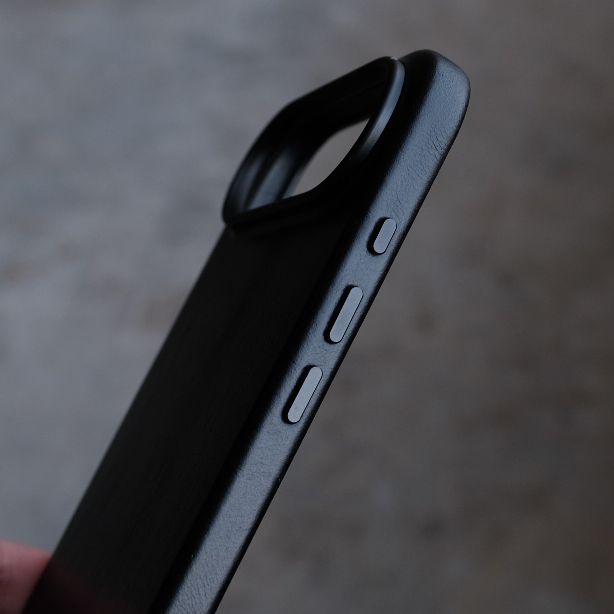 Bare Skin Case for iPhone Air - Leather Case with Camera Control for iPhone Air - Black - Metal Buttons