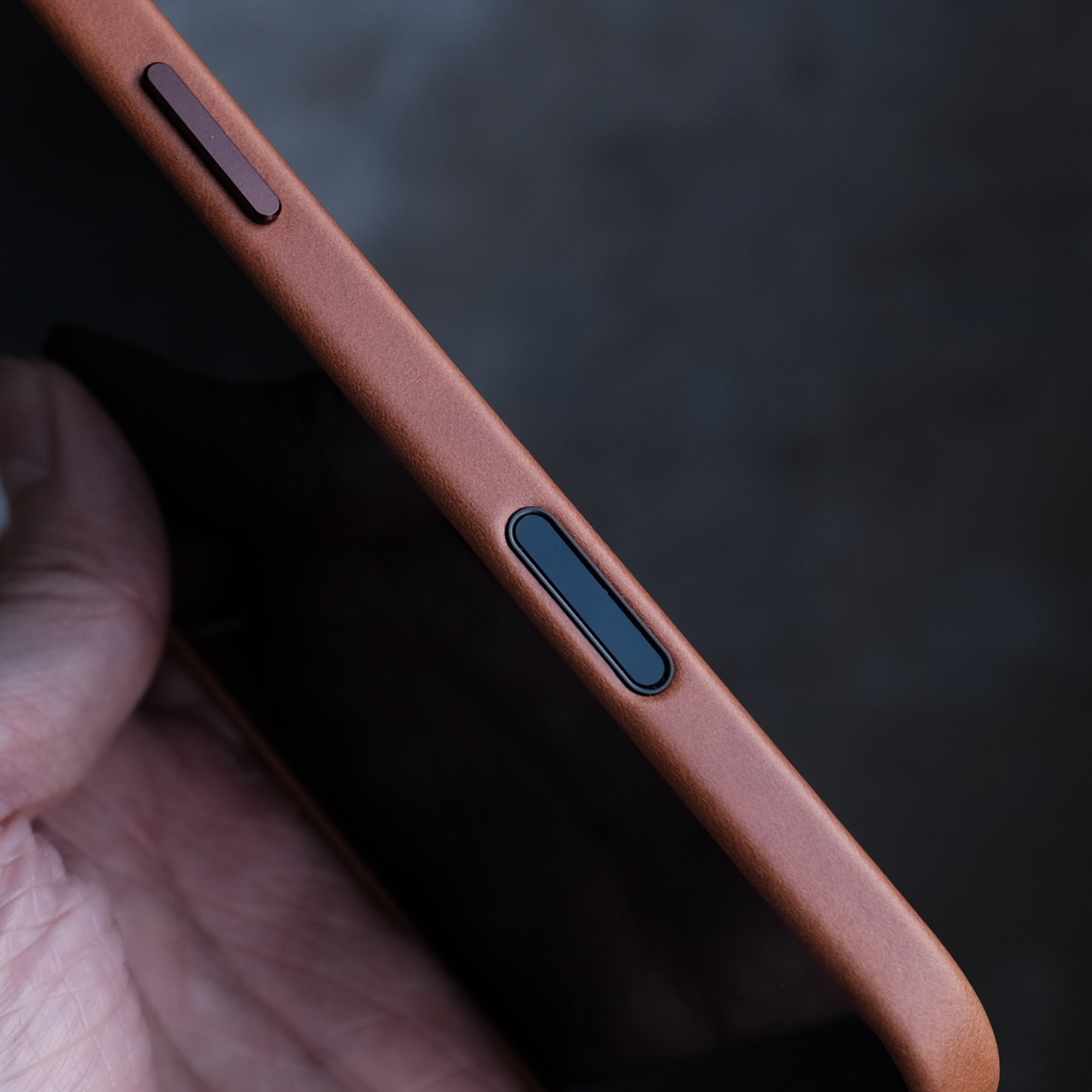 Bare Skin Case for iPhone Air - Leather Case with Camera Control for iPhone Air - Saddle Brown - Camera Control Button