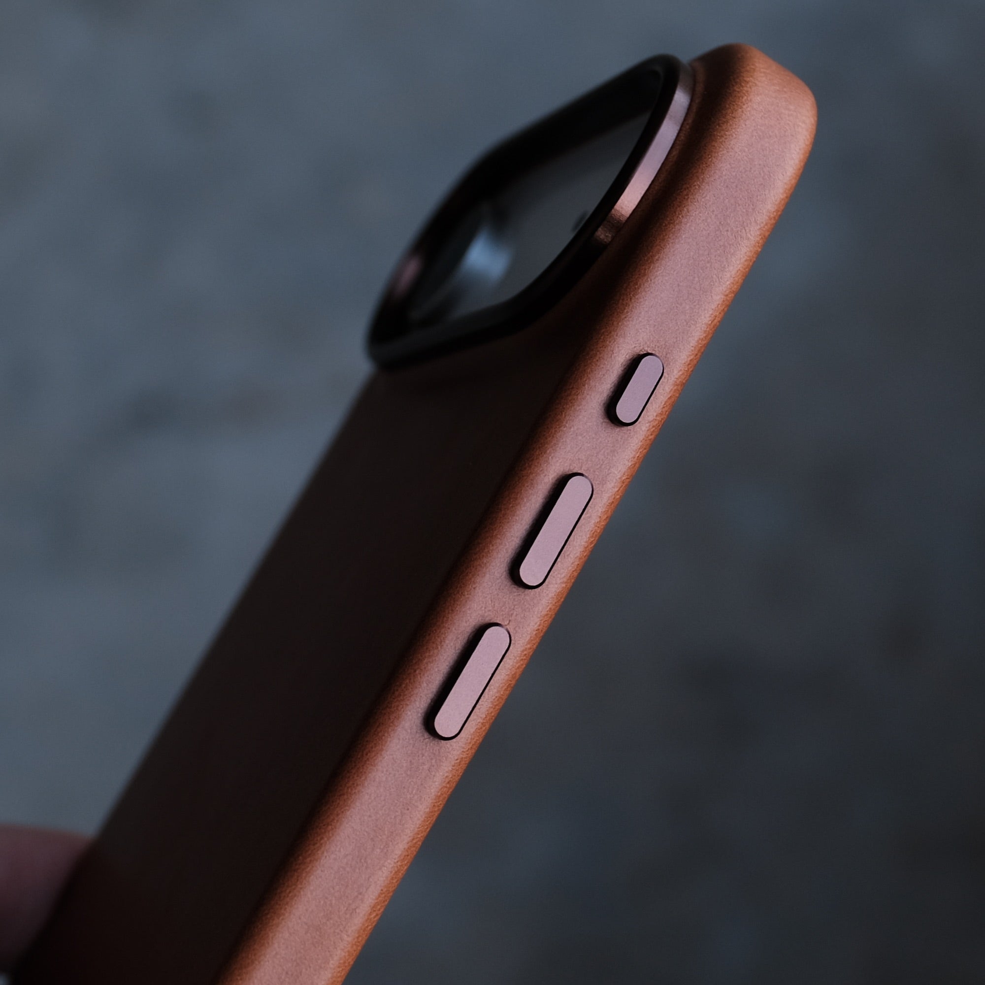 Bare Skin Case for iPhone Air - Leather Case with Camera Control for iPhone Air - Saddle Brown - Metal Buttons