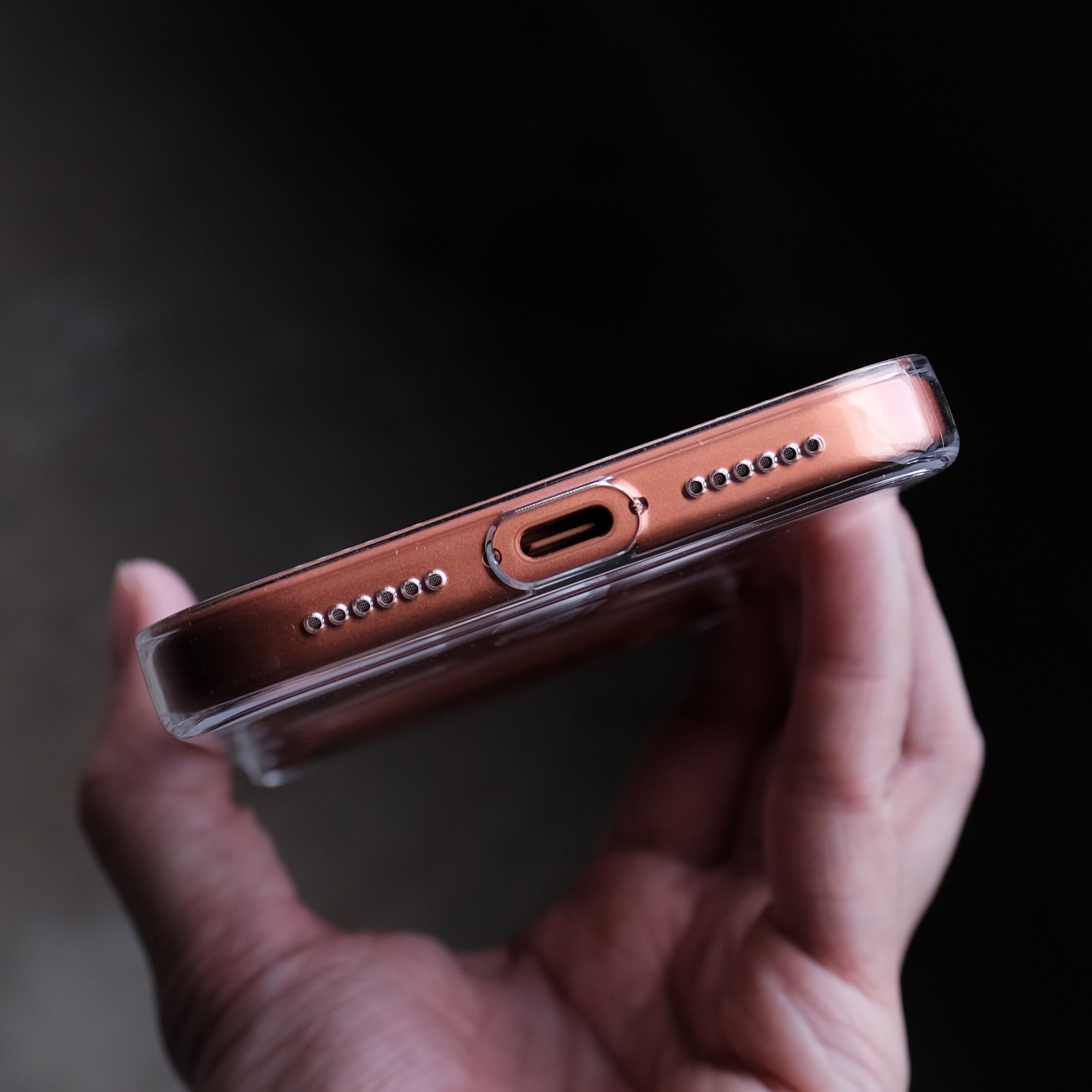 The Bare Case - Thinnest Clear MagSafe Case for iPhone 17 Pro and 17 Pro Max - Covered Bottom - Cosmic Orange
