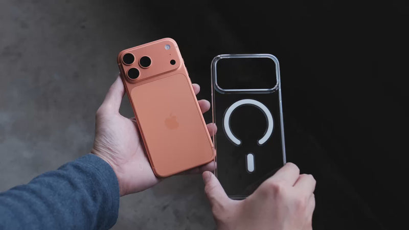The Bare Case for iPhone 17 Pro and 17 Pro Max - Optically Clear - Cosmic Orange and Deep Blue