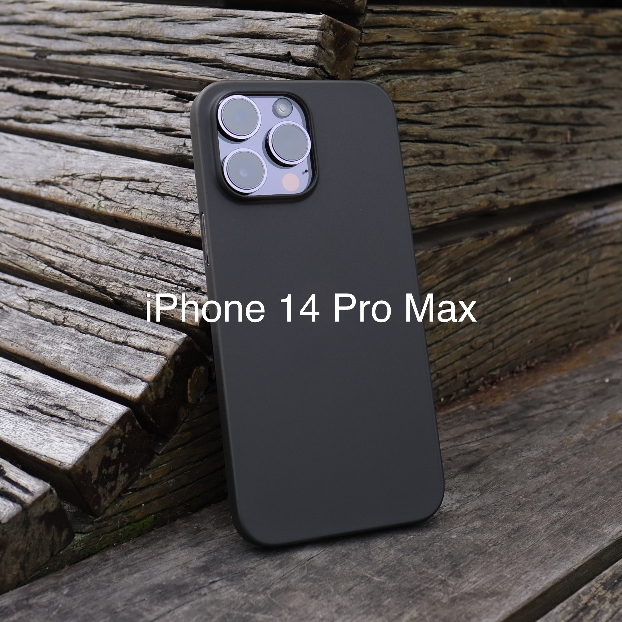 Bare Naked Case for iPhone 14 Pro Max - The Thinnest Case for iPhone 14 Pro Max - Smoke - with Text