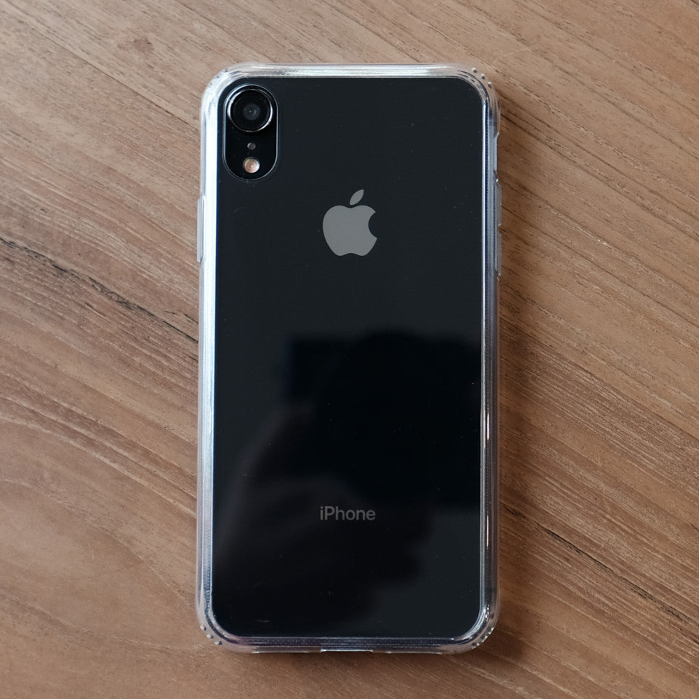 Bare Back Minimlist Shock Resistant Case with a Clear Glass Back for iPhone XR