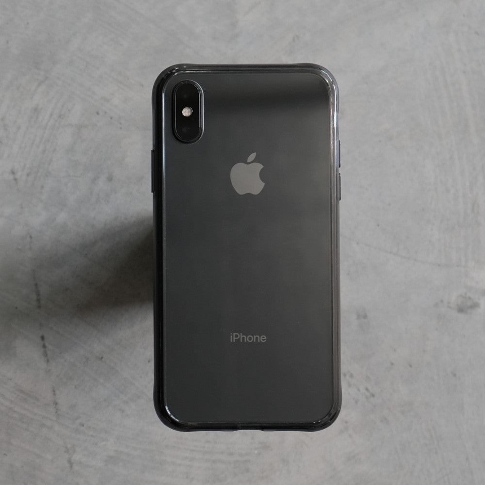 Bare Back Minimlist Shock Resistant Case with a Clear Glass Back for iPhone XS and XS Max - Clear Black