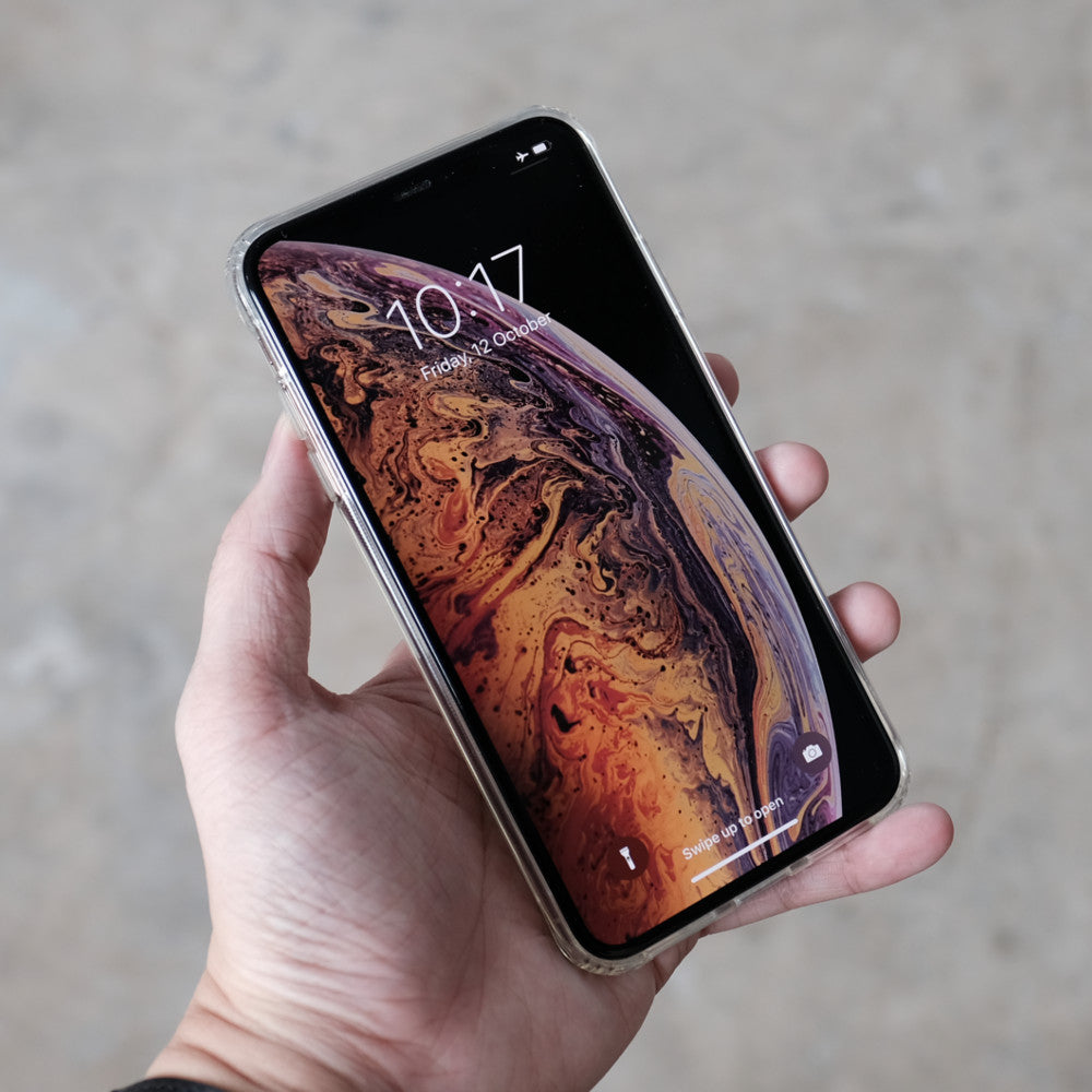 Bare Back Minimlist Shock Resistant Case with a Clear Glass Back for iPhone XS and XS Max